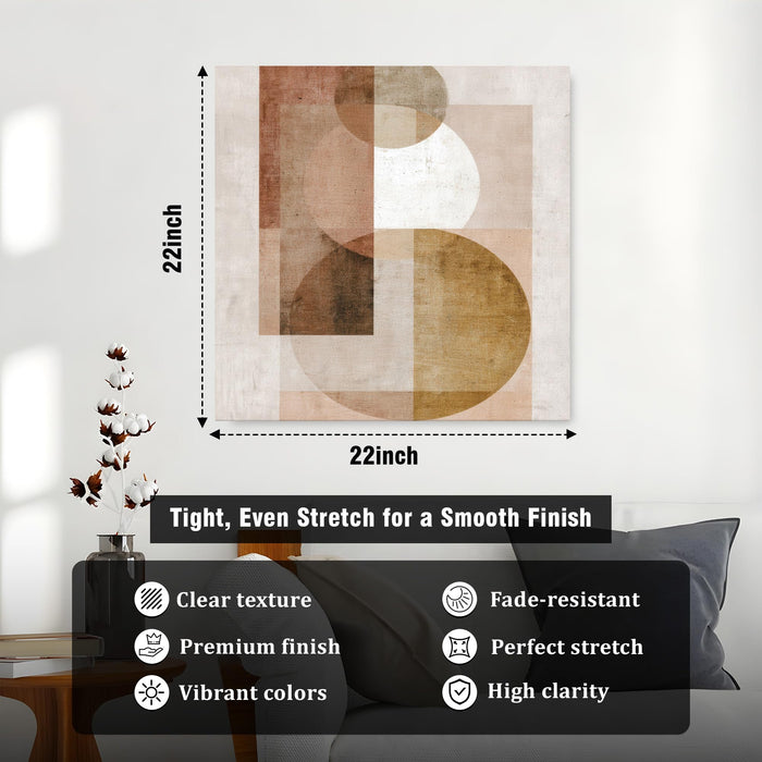 Modern Boho Circles Stretched Canvas Wall Art Painting For Living Room, Modern Minimalist Painting, Abstract Decor for Living Room, Office & Studio (56xx56 cm)