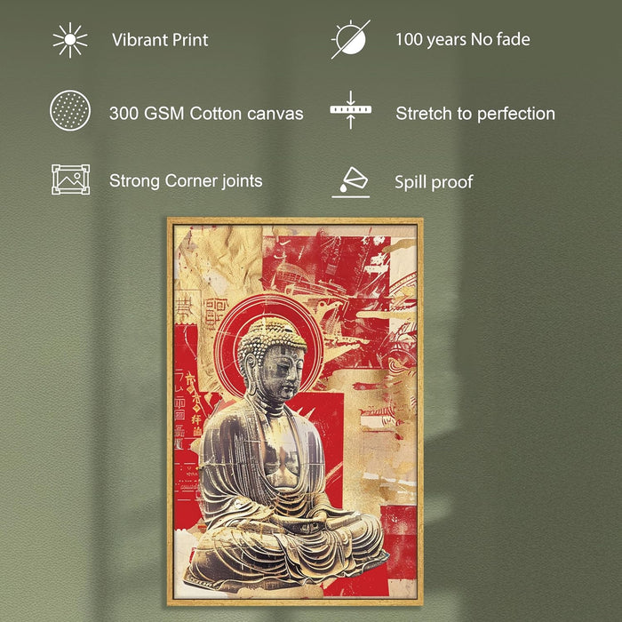 Abstract Buddha Figure Multicolor Spiritual Painting on Stretched Canvas – Frameless Unframed Gallery Wrap Canvas Wall Art 22x34 Inch