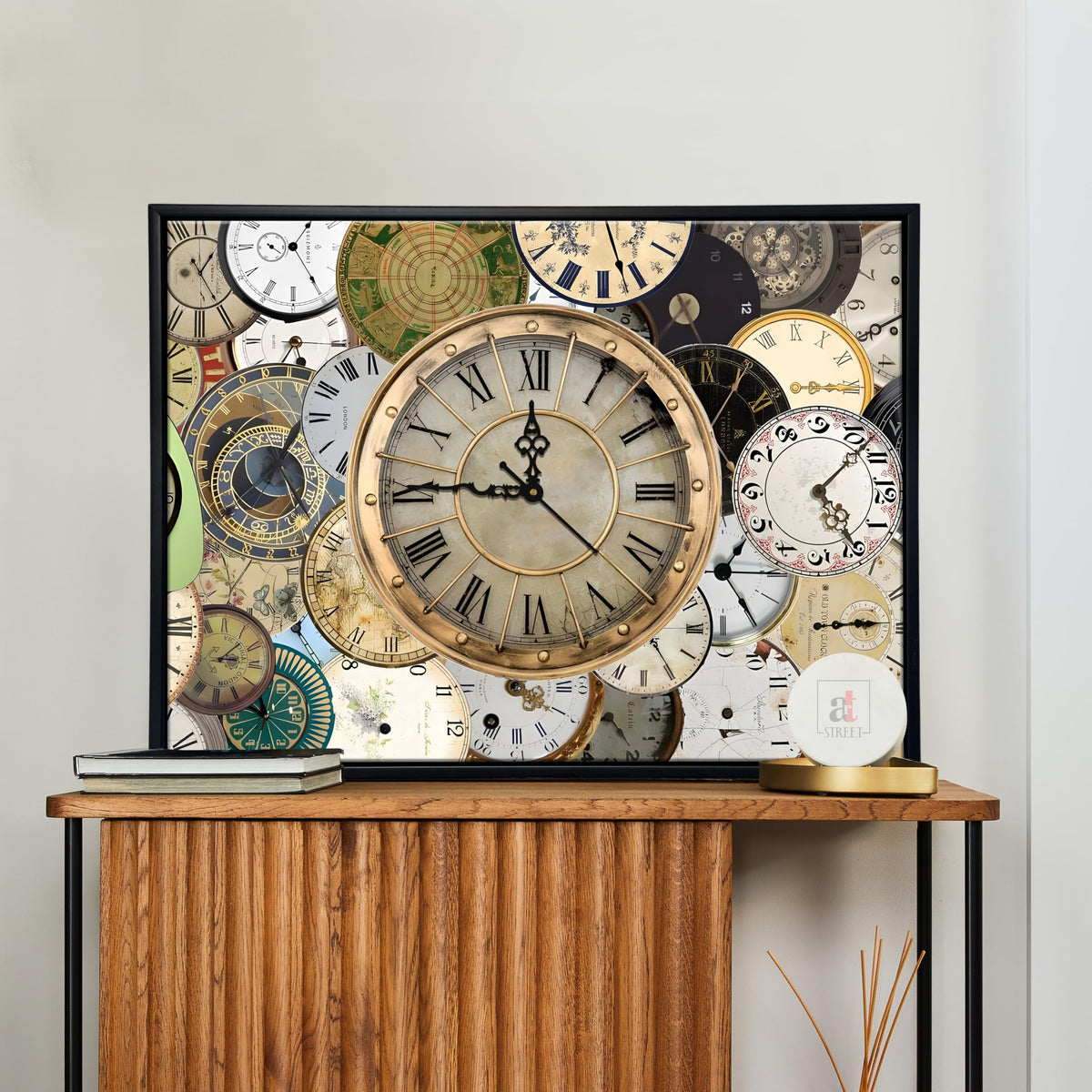 Landscape Digital Time Clock pattern Multicolor Framed Canvas wall art ...