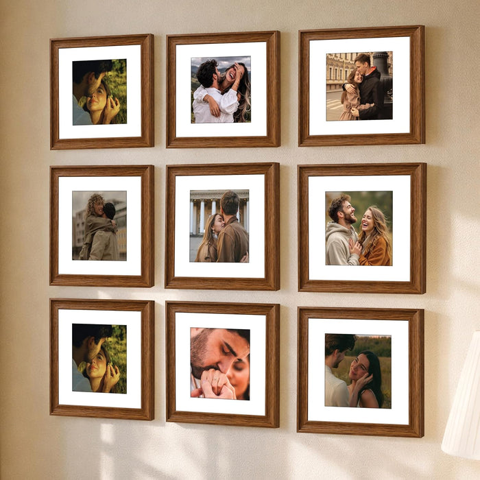 Wooden Cave Design Photo Frame Set of 9 | Black Picture Frames for Photos, Artwork & Certificates | Wall Décor for Living Room & Home (11x14 Inch)