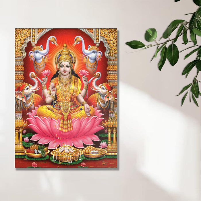 Spiritual Stretched Canvas Pooja room Temple Wall Art Print Painting on Stretchd-Canvas Suits for Pooja-room, Mandir, Hallways, Living Room, Office (30x41 CM)