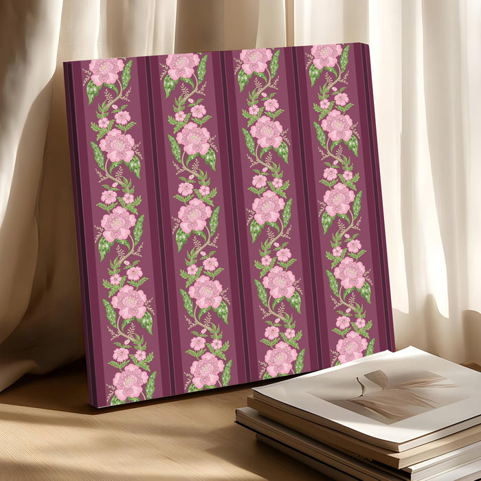 Mughal Miniature Floral Painting for Wall Decoration | Flower Canvas Wall Painting for Bedroom, Living Room, Home and Office Wall Decor (56x56 Cm)