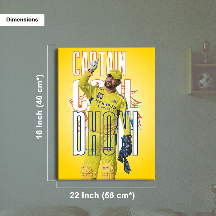 Dhoni Canvas Painting Wall Art Painting, Captain Cool Indian Cricket Legend, Premium Wall Art for Home, Office & Sports Room For Home Decor, 16 x 22 Inch