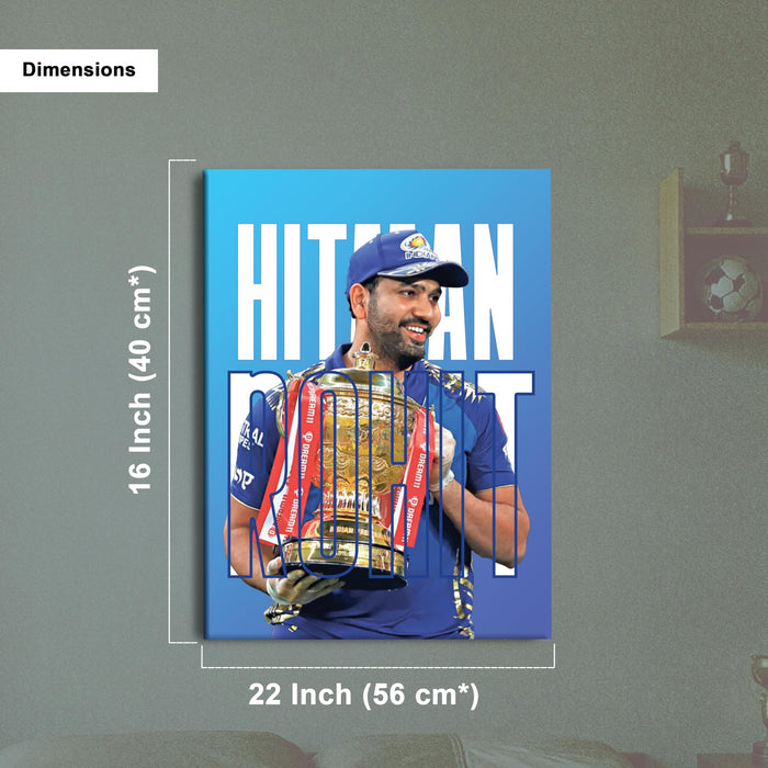 Rohit Sharma Cricket Player Stretch Canvas Painting Wall Art Poster, Hitman 45, Indian Cricket Team Fan Gift, Motivational Print for Bedroom, Living Room, Office & Home Decor, 16 x 22 Inch