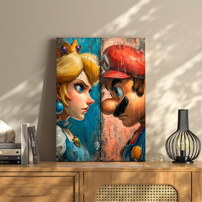 Classic Cartoon Face-Off Pop Art Stretched Canvas Painting Print| Retro Game-Style Wall Art | Modern Character Portrait Artwork for Home & Office Décor, 41x56 cm