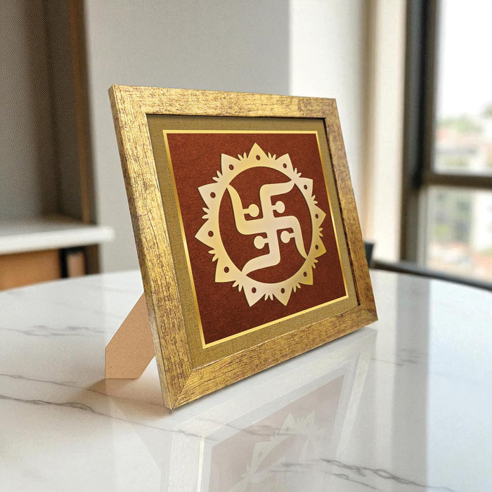 Swastika Yantra for Vastu | Symbols of hinduism Swastik Yantra Wall Décor for Good Luck Charm and Protection for Home, Office Ideal Spiritual Gift for Women and Housewarming (9x9 Inch)