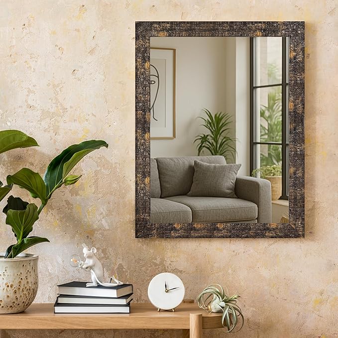 Decorative Wall Mirror/makeup mirror/Looking Glass Copper Color Flat Small Size Inner Size 10 x 12 inch, Outer Size 12 x 14 inch
