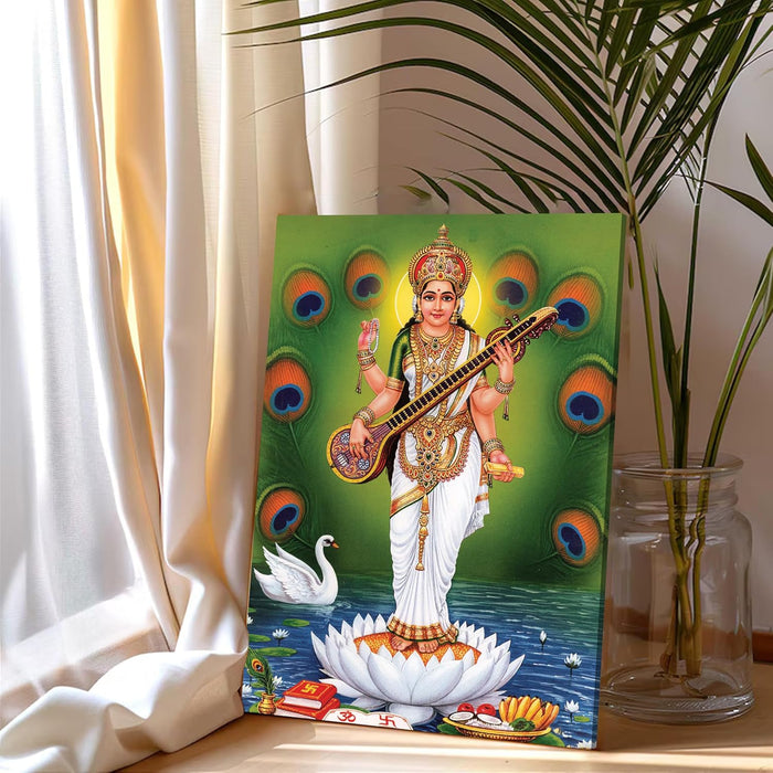 Spiritual Stretched Canvas Pooja room Temple Wall Art Print Painting on Stretched-Canvas (30x41 CM)