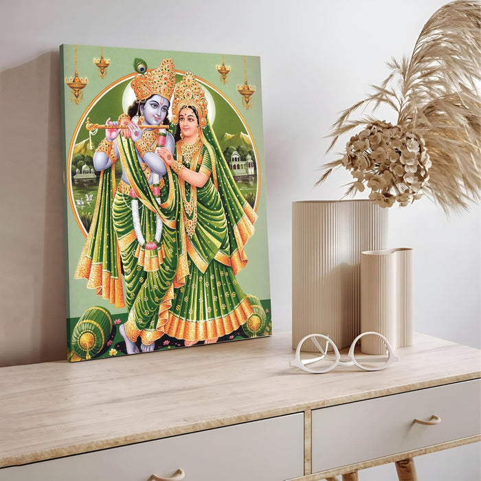 Spiritual Stretched Canvas Pooja room Temple Wall Art Print Painting on Stretched-Canvas (30x41 CM)