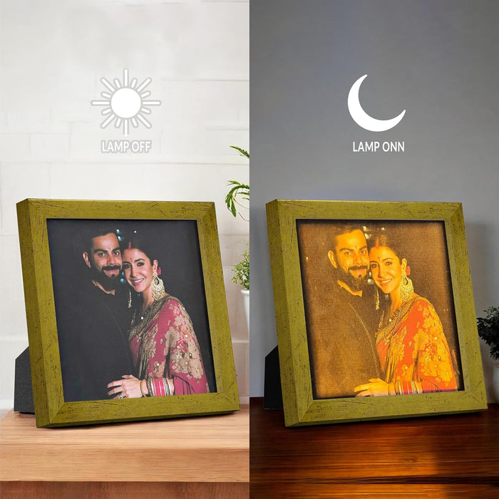 LED Photo Frame with Backlight, Gold (8x8 Inch), Back Light Photoframe.