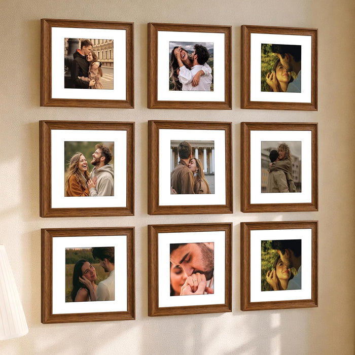 Wooden Cave Design Photo Frame Set of 9 | Black Picture Frames for Photos, Artwork & Certificates | Wall Décor for Living Room & Home (11x14 Inch)