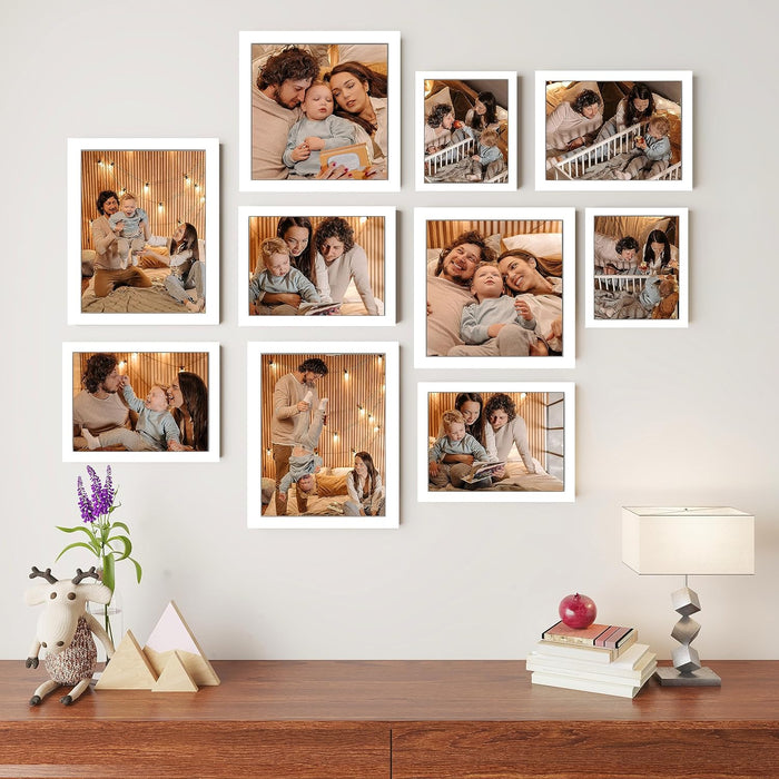 Wall Photo Frame Set of 8 | Gallery Wall Collage Picture Frames | Family Photo Display for Home Decor | Wall Hanging | 8x8 & 8x12 Inch