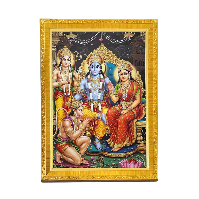 Lord Shri Ram, Laxman, Sita and Hanuman Frame for Mandir, Pooja Room | Divine Hindu Deity Wall Art (10x13 Inch)