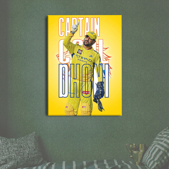 Dhoni Canvas Painting Wall Art Painting, Captain Cool Indian Cricket Legend, Premium Wall Art for Home, Office & Sports Room For Home Decor, 16 x 22 Inch