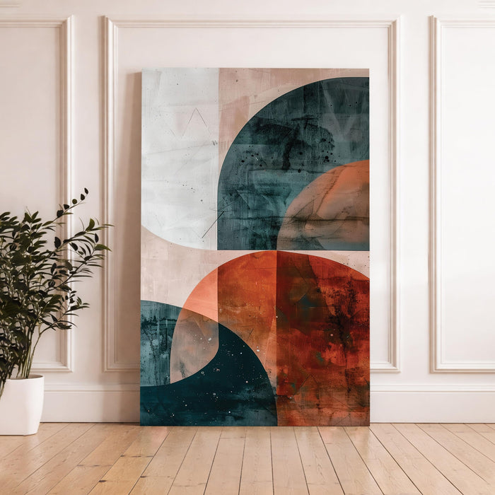 Boho Abstract Stretched Canvas Painting For Living Room | Earthtone Curve Stretched Canvas Wall Art For Livingroom Home Decor, Bedroom, Hallway's, Office, Hotel - 56x86 cm