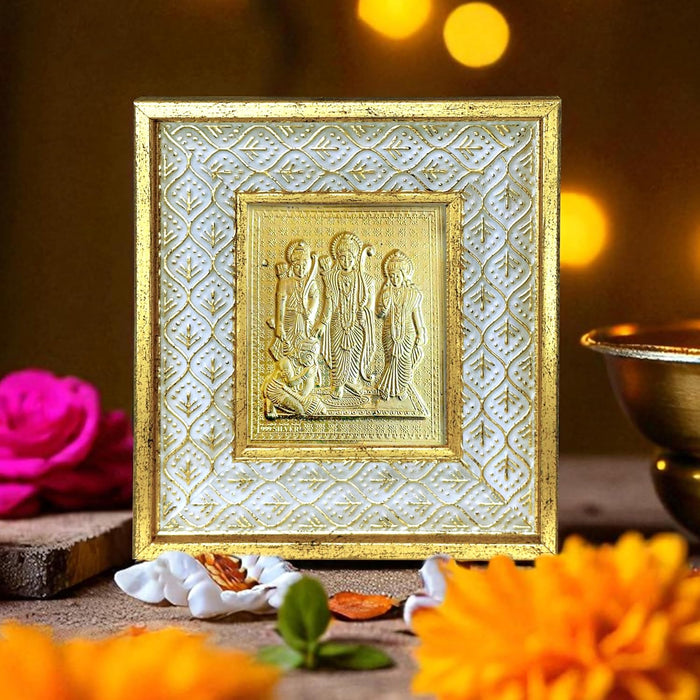 Gold Plated Ram Darbar Photo Frame, Silver and Gold God Photo Frames (6x5 inch)