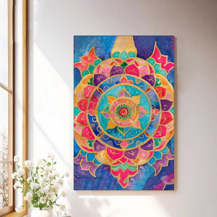 Abstract Multicolor Mandala Painting Multicolor Wall Art on Stretched Canvas – Frameless Unframed Gallery Wrap Canvas Wall Art 22x34 Inch