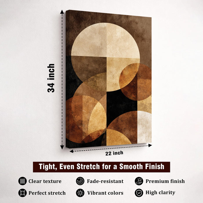 Modern Abstract Stretched Canvas Painting For Living Room | Retro Geometric Stretched Canvas Wall Art For Livingroom Home Decor, Bedroom, Hallway's, Office, Hotel - 56x86 cm