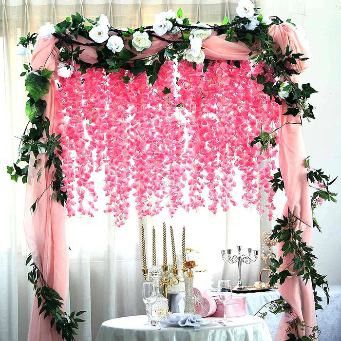 Artificial Silk Wisteria Vine Ratta Hanging Garland Silk Flowers String Home Party Wedding Decor