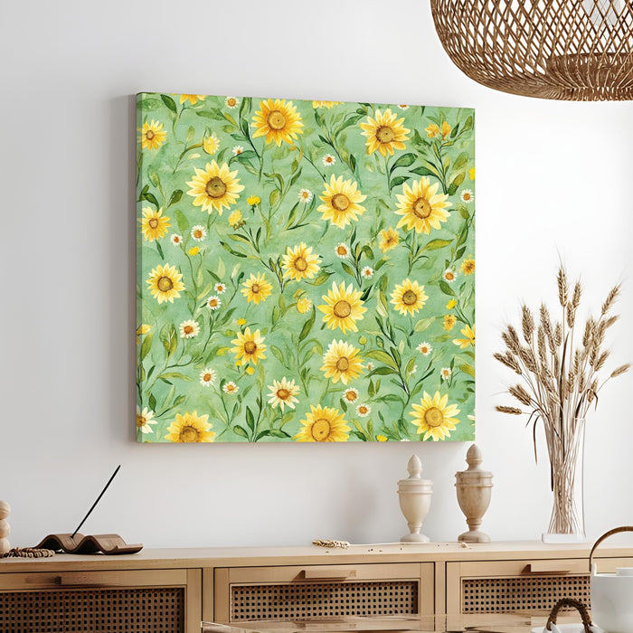 Sunflower Botanical Painting for Wall Decoration | Flower Canvas Wall Painting for Living Room, Bedroom, Home and Office Wall Decor (41x41 Cm)