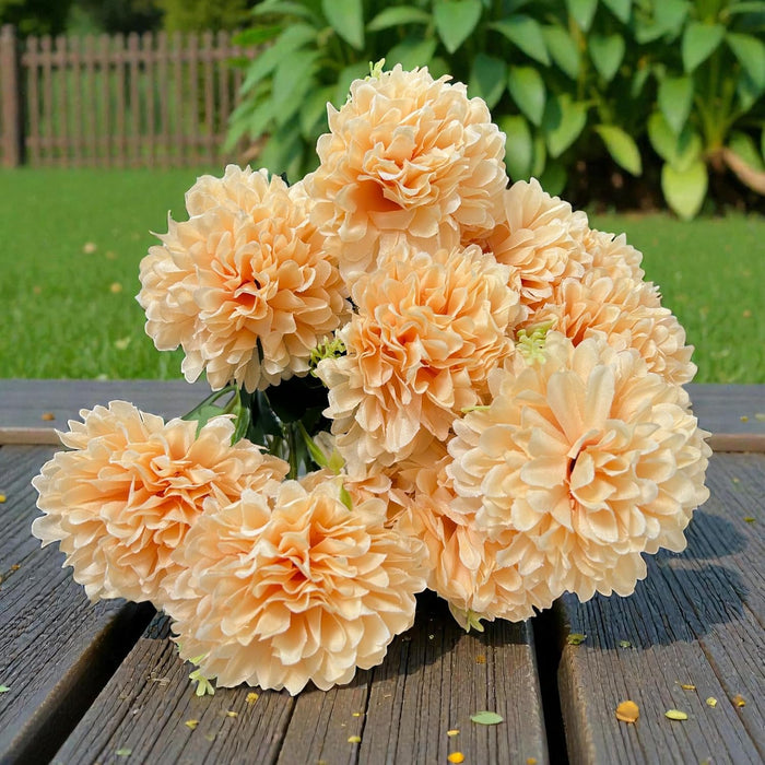 Art Street Artificial Flower Bunch| Silk Peach Hydrangea Flower for Home|