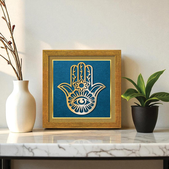 Hamsa Hand Vastu for Protection, Good Luck, Charm for Home and Office | Hand of Fatima Ideal Spiritual Gift for Women and Housewarming (9x9 Inch)