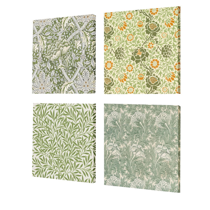 Willow Chrysanthemum & Grafton Art Wall Painting Set of 4 | Elegant Digital Print (12x12Inches)