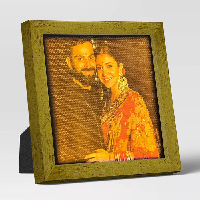 LED Photo Frame with Backlight, Gold (8x8 Inch), Back Light Photoframe.