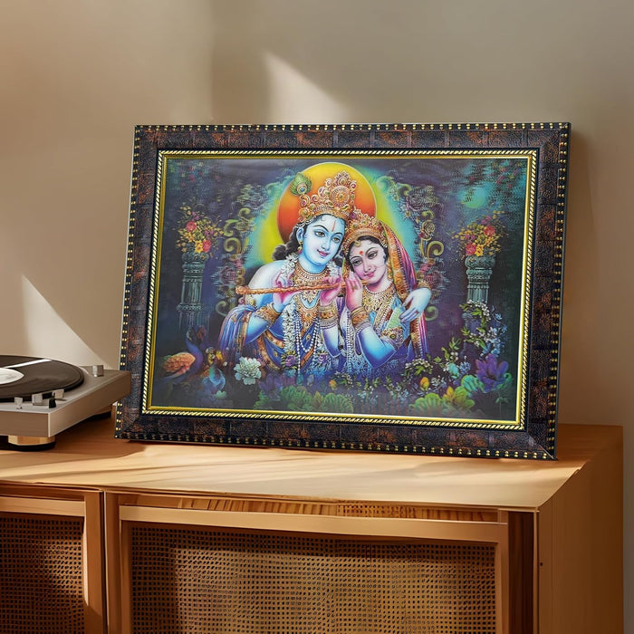 Framed 5D/3D Wall Art Print Poster Religious Painting for Home Décor, Mandir, Living Room & Office Decoration (14.3x18.2 Inch)