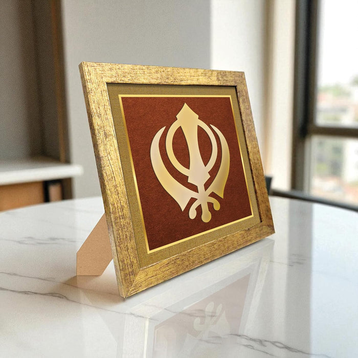 Khanda Sahib Sikh Religious Symbol Vastu | Khanda Symbol for Good Luck, Charm for Home and Office | Ideal Spiritual Gift for Women and Housewarming (9x9 Inch)