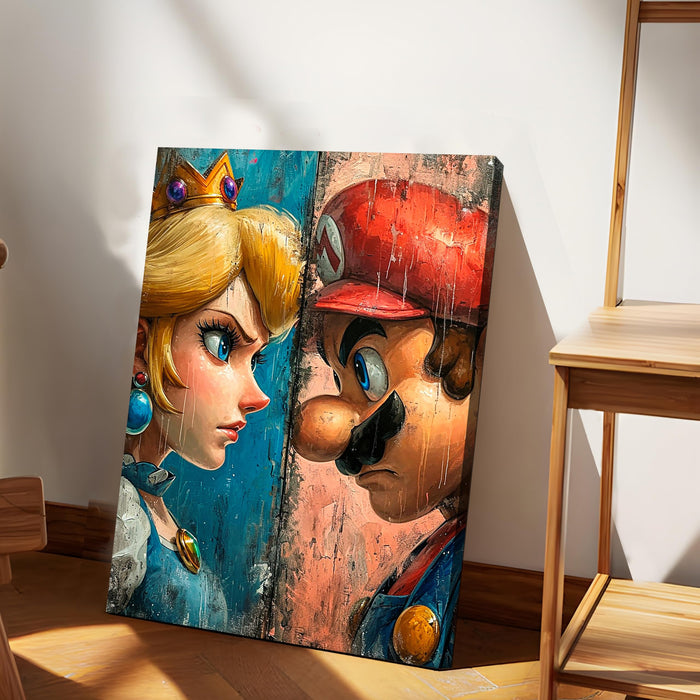 Classic Cartoon Face-Off Pop Art Stretched Canvas Painting Print| Retro Game-Style Wall Art | Modern Character Portrait Artwork for Home & Office Décor, 41x56 cm