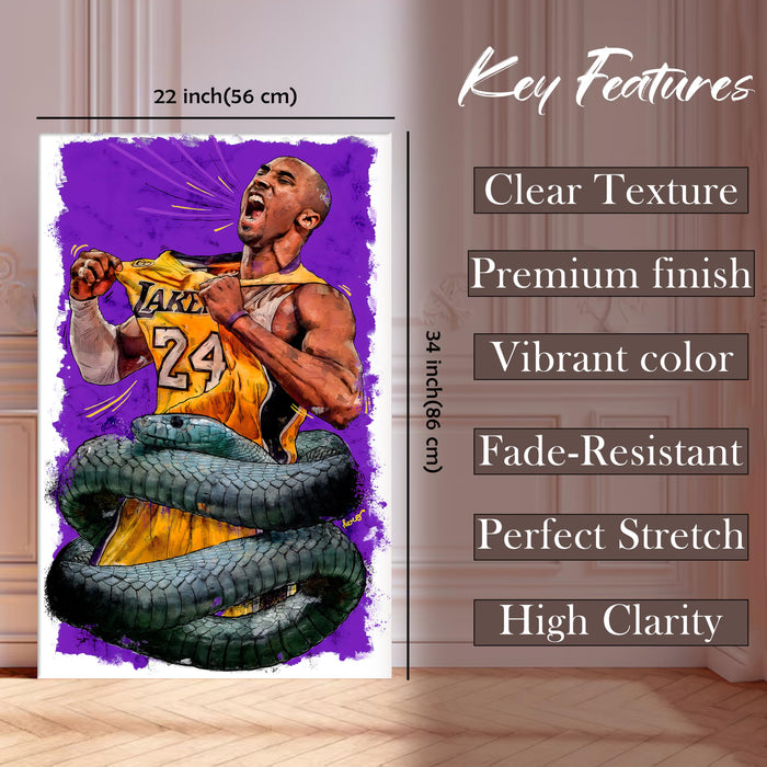Legendary Basketball Tribute Stretched Canvas Painting Print| Victory & Strength Themed Sports Wall Art | Modern Pop Art Canvas for Home & Office Décor, 56x86 cm