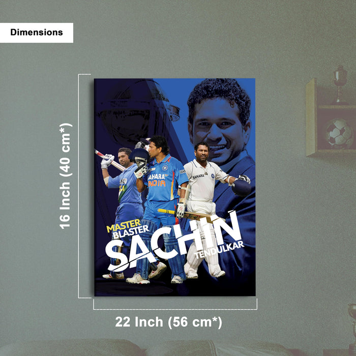 Sachin Tendulkar Wall Art Poster Canvas Painting – Master Blaster Cricket Legend Wall Decor for Living Room, Bedroom, Office & Cricket Lovers | 16 x 22 Inch