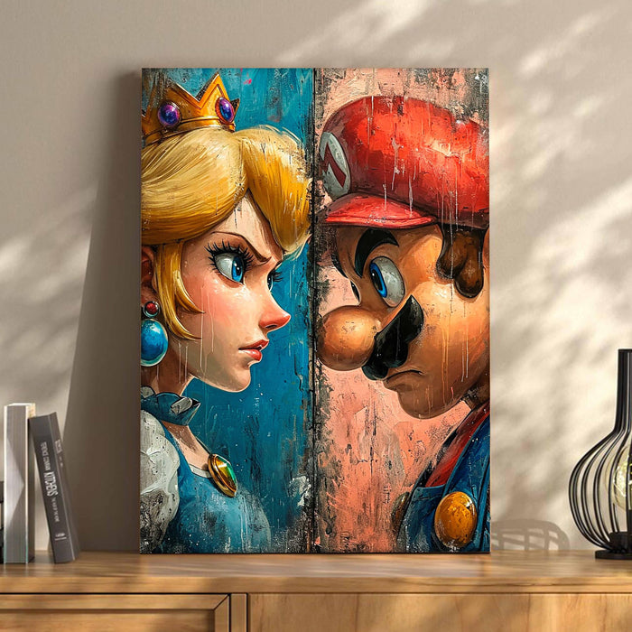 Classic Cartoon Face-Off Pop Art Stretched Canvas Painting Print| Retro Game-Style Wall Art | Modern Character Portrait Artwork for Home & Office Décor, 41x56 cm