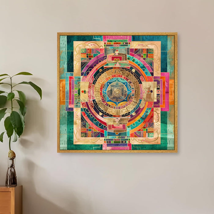 Abstract Canvas Painting Wall Art – Multicolor Yantra Design Abstract Canvas Wall Décor.