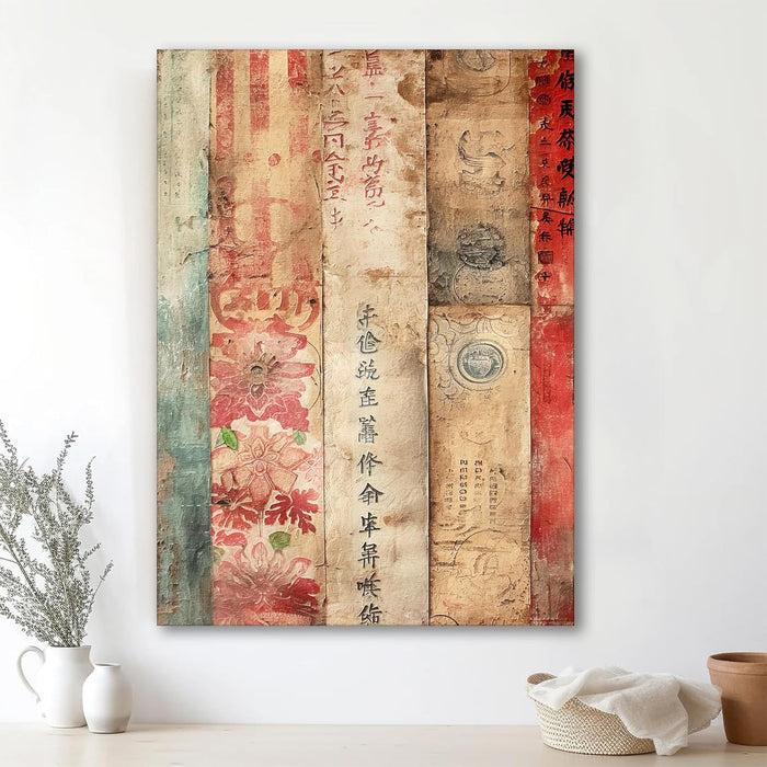 Abstract Artwork of a Leaf as Tree in Orange, Brown, and Beige | Digital Painting On Canvas Stretched on Wood (16x22 Inch)