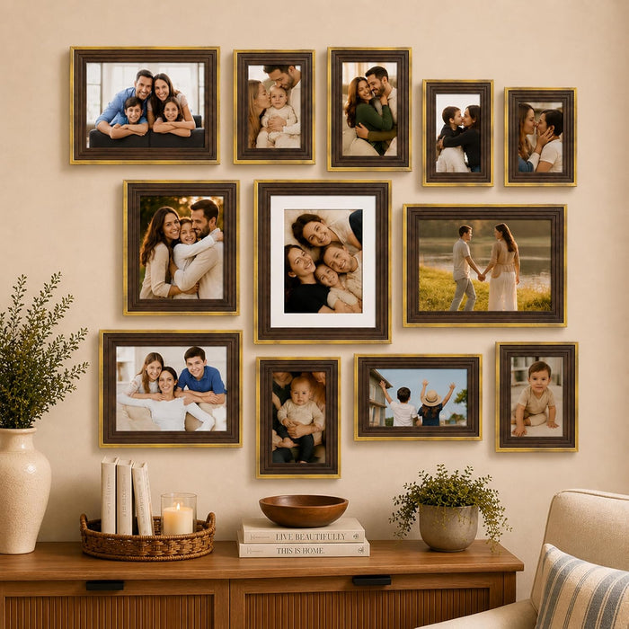 Collage Photo Frame Set of 13 | Multi-Size Gallery Wall Picture Frames for Family Photos | Modern Wall Décor for Living Room, Bedroom & Home Decoration