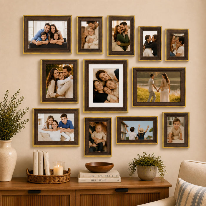 Art Street Brown Collage Photo Frame Set of 13 for Wall Decor | Multi Size Family Picture Frames Gallery Wall Set | Modern Photo Frames for Living Room, Bedroom, Hallway & Home Decoration