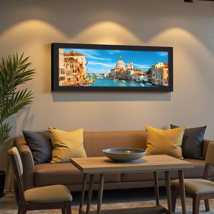Venice City River View Summer Vacation Wall Art Framed Luxury Paintings for Home Decoration, Living room, Bedroom and Office Decoration (99x38 CM)