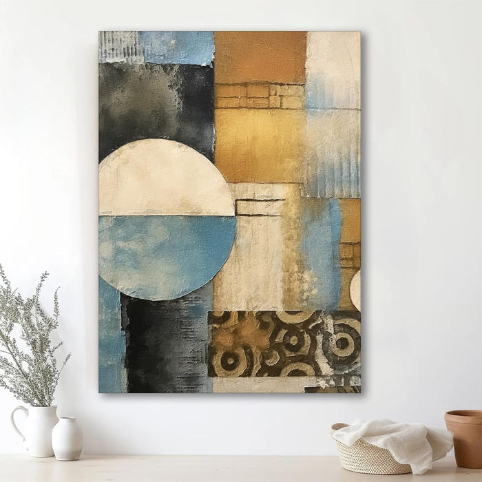 Abstract Artwork of a Leaf as Tree in Orange, Brown, and Beige | Digital Painting On Canvas Stretched on Wood (16x22 Inch)