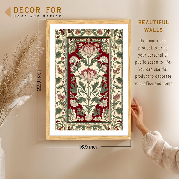 Turkish Floral Art Print, Wall Decorative Art Prints Framed Painting (17x23 Inch)