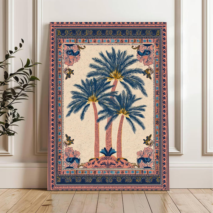 Mughal Motif Palm Tree Wall Painting | Stretched Canvas Flower Wall Painting for Living Room, Bedroom, Home and Office Wall Décor (41x56 cm)