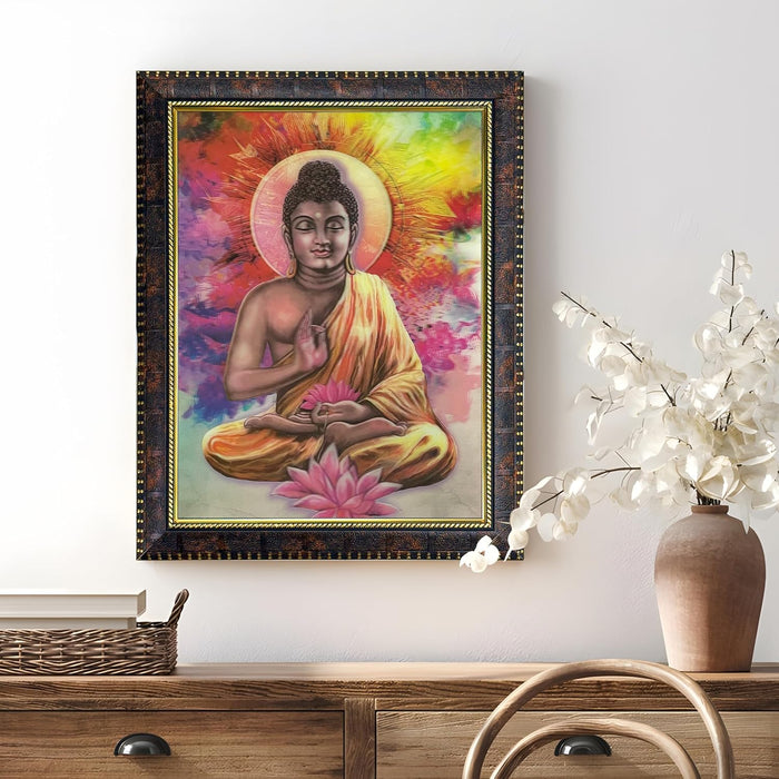 Framed 5D/3D Wall Art Print Poster Religious Painting for Home Décor, Mandir, Living Room & Office Decoration (14.3x18.2 Inch)