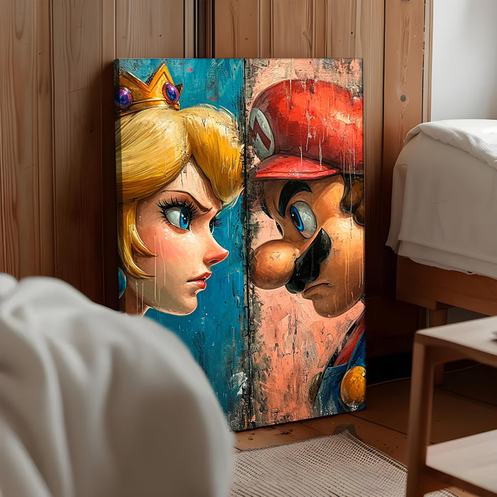 Classic Cartoon Face-Off Pop Art Stretched Canvas Painting Print| Retro Game-Style Wall Art | Modern Character Portrait Artwork for Home & Office Décor, 56x86 cm