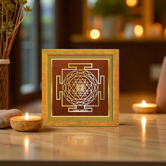 Shree Yantra for Vastu | Symbols of Hinduism Shree Yantra for Good Luck, Charm Wealth and Protection for Home, Office | Ideal Spiritual Gift for Women and Housewarming (9x9 Inch)