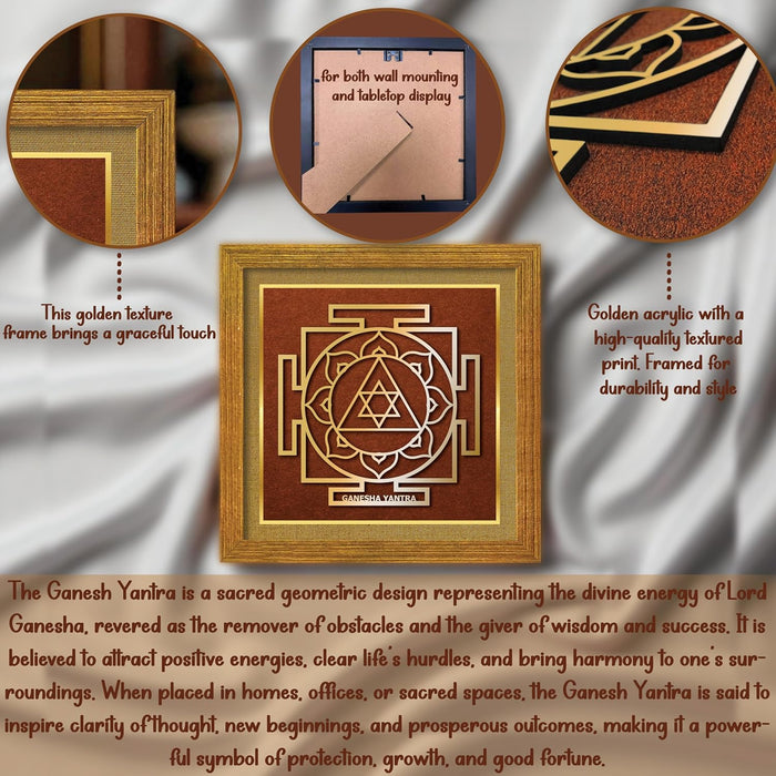 Ganesh Yantra for Vastu | Symbols of Hinduism Ganesh Yantra for Good Luck, Charm Wealth and Protection for Home, Office | Ideal Spiritual Gift for Women and Housewarming (9x9 Inch)