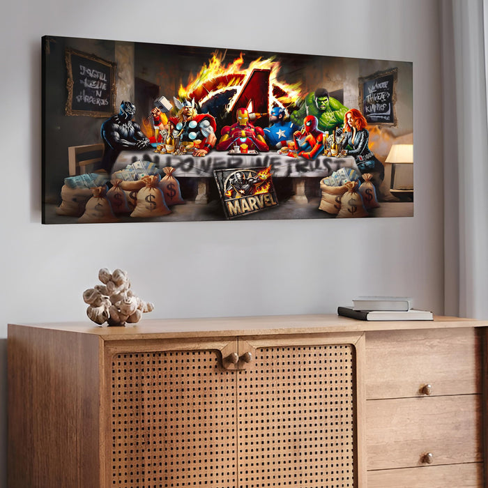 Pop Art Wall Painting | Luxury Action-Themed Stretched Canvas Artwork for Living Room, Office & Studio Décor, 22x46 Inch