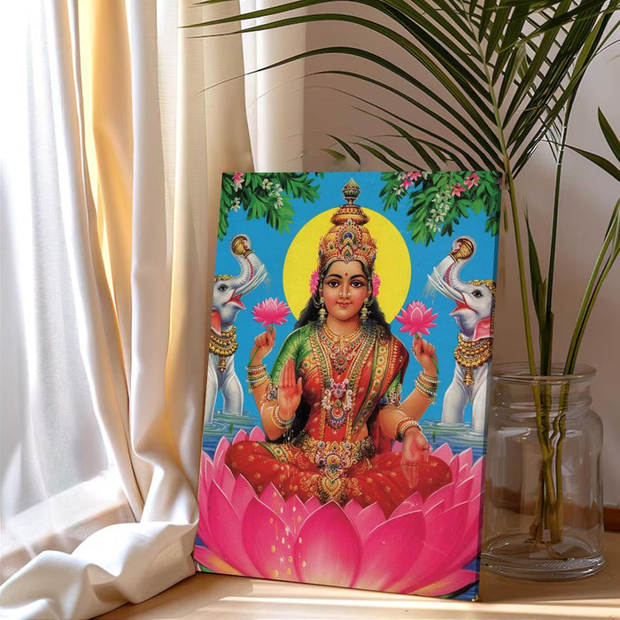 Spiritual Stretched Canvas Pooja room Temple Wall Art Print Painting on Stretchd-Canvas Suits for Pooja-room, Mandir, Hallways, Living Room, Office (30x41 CM)