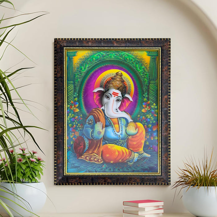 Framed 5D/3D Wall Art Print Poster Religious Painting for Home Décor, Mandir, Living Room & Office Decoration (14.3x18.2 Inch)