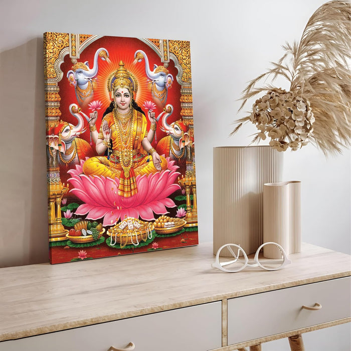 Spiritual Stretched Canvas Pooja room Temple Wall Art Print Painting on Stretchd-Canvas Suits for Pooja-room, Mandir, Hallways, Living Room, Office (30x41 CM)